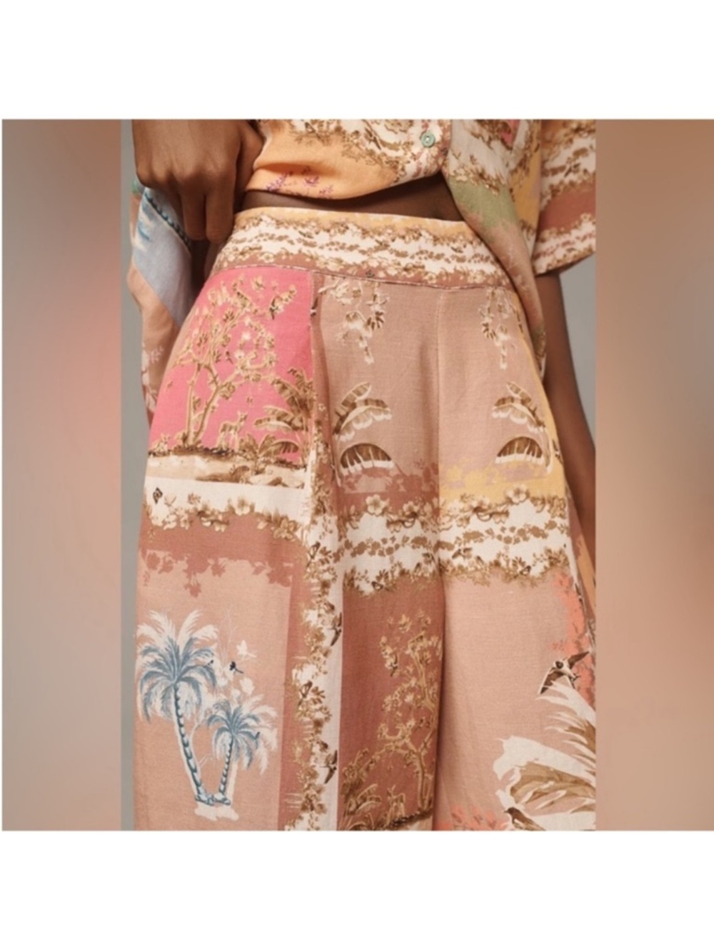 Anthropologie Peach Multi Patchwork Wide-Leg Pants - Picture 4 of 10